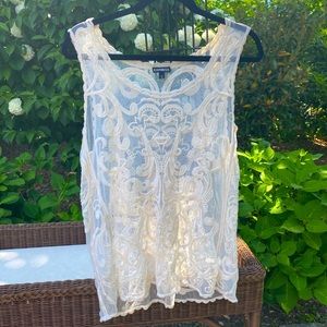 Express Sheer Patterned Sleeveless Top